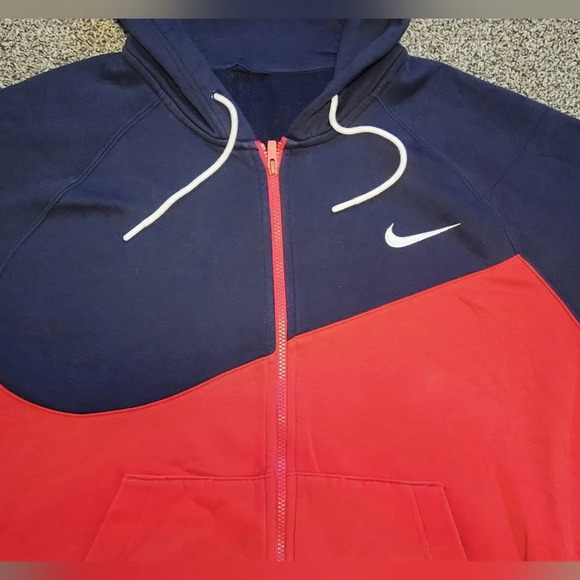 NIKE full zip hooded sweatshirt, logo front & back red white navy mens XLG 90s - Picture 4 of 11